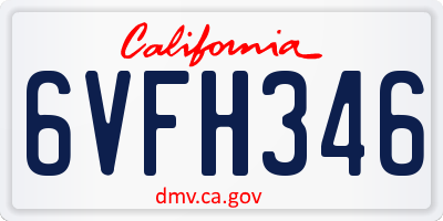 CA license plate 6VFH346