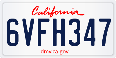 CA license plate 6VFH347