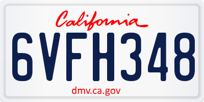 CA license plate 6VFH348