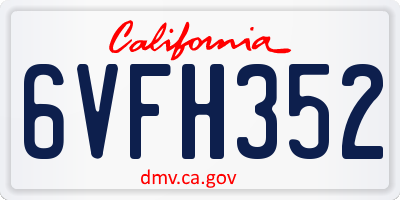 CA license plate 6VFH352