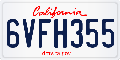 CA license plate 6VFH355
