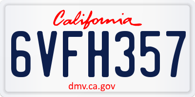 CA license plate 6VFH357