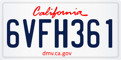CA license plate 6VFH361