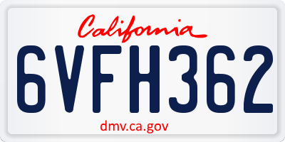 CA license plate 6VFH362