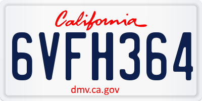 CA license plate 6VFH364