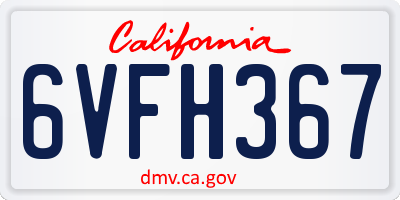 CA license plate 6VFH367