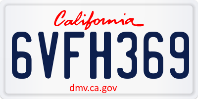 CA license plate 6VFH369