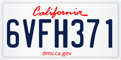 CA license plate 6VFH371