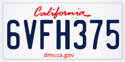 CA license plate 6VFH375