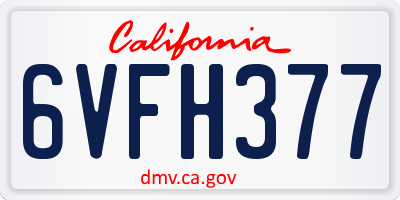 CA license plate 6VFH377