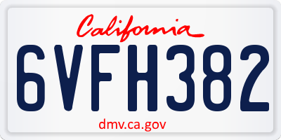 CA license plate 6VFH382