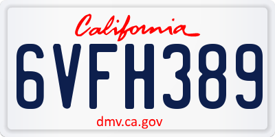 CA license plate 6VFH389