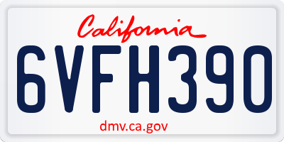 CA license plate 6VFH390