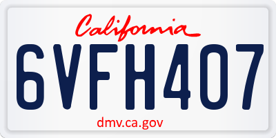 CA license plate 6VFH407