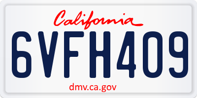 CA license plate 6VFH409