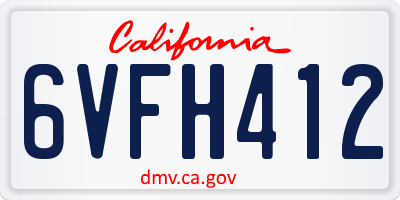 CA license plate 6VFH412