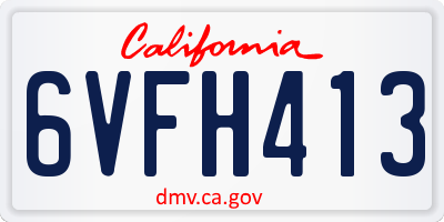 CA license plate 6VFH413