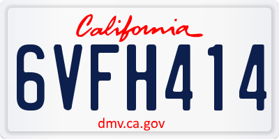 CA license plate 6VFH414