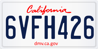 CA license plate 6VFH426