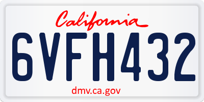 CA license plate 6VFH432