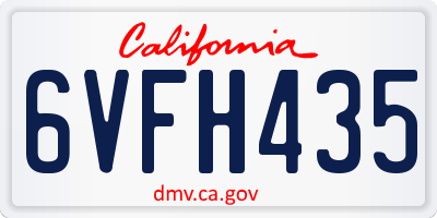 CA license plate 6VFH435
