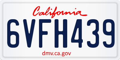 CA license plate 6VFH439