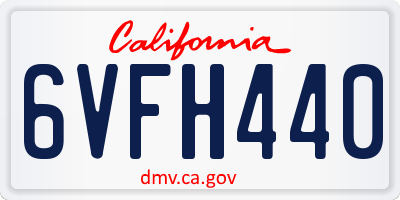 CA license plate 6VFH440