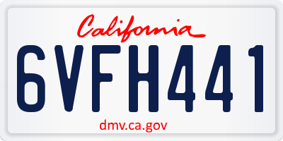 CA license plate 6VFH441