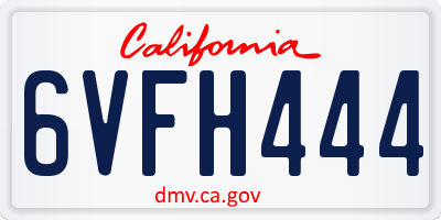 CA license plate 6VFH444