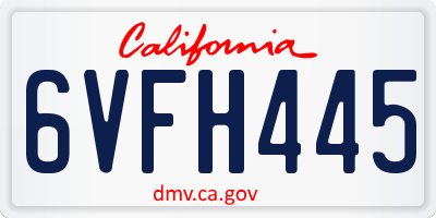 CA license plate 6VFH445