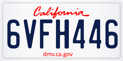 CA license plate 6VFH446
