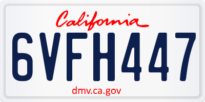CA license plate 6VFH447