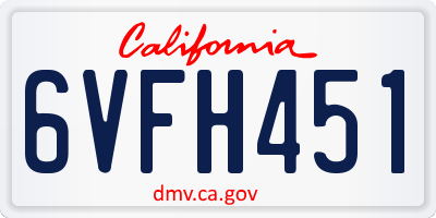 CA license plate 6VFH451