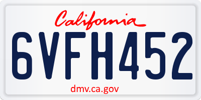 CA license plate 6VFH452