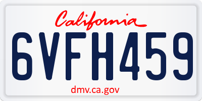 CA license plate 6VFH459