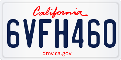 CA license plate 6VFH460