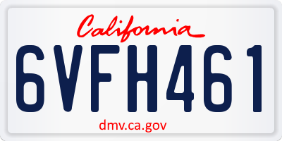 CA license plate 6VFH461