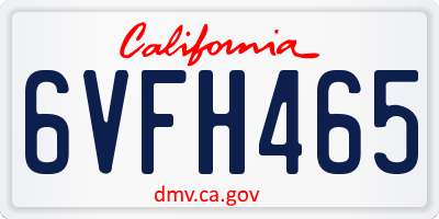 CA license plate 6VFH465
