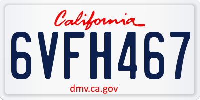 CA license plate 6VFH467