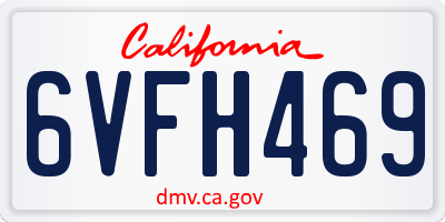 CA license plate 6VFH469