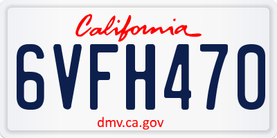 CA license plate 6VFH470