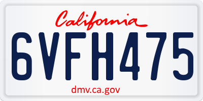 CA license plate 6VFH475