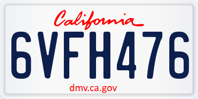 CA license plate 6VFH476