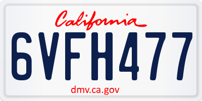 CA license plate 6VFH477