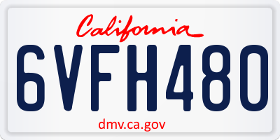CA license plate 6VFH480