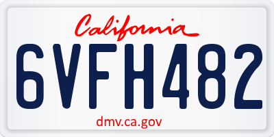 CA license plate 6VFH482