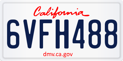 CA license plate 6VFH488