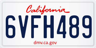 CA license plate 6VFH489