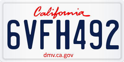 CA license plate 6VFH492