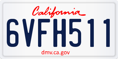 CA license plate 6VFH511